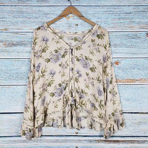 American Eagle Outfitters Cream Floral Blouse
